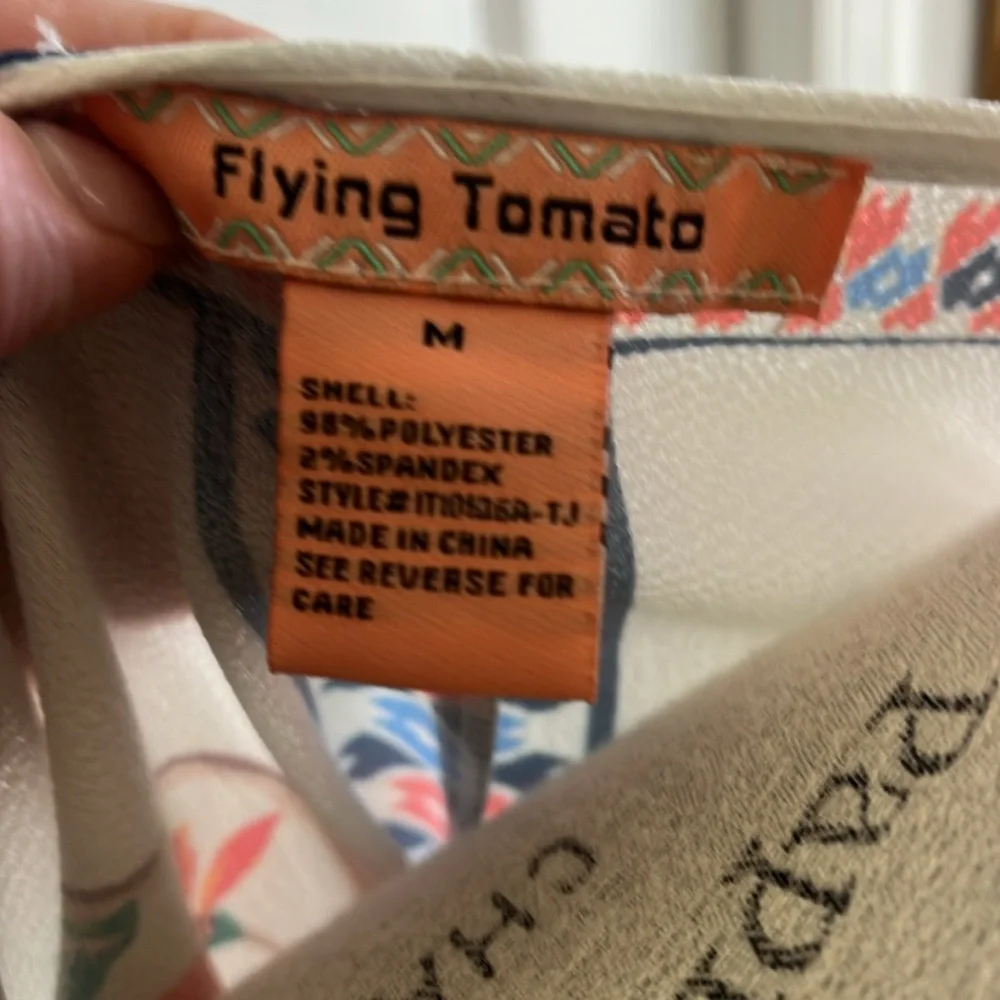 Anthropologie Crop Top Flying Tomato vibrant Boho Floral Blouse Kimono Sleeves M - Picture 3 of 7